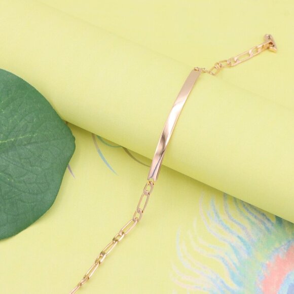 "Sleek Rose Gold Polished Chain Bracelet in High Quality Brass, XPBL1138 - Picture 6 of 13